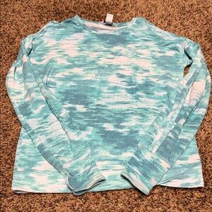Athleta Girl Turquoise and White Ride the Wave Sweatshirt XL